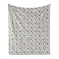 thumbnail image 1 of Floral Soft Flannel Fleece Throw Blanket, Pointed Petals Flowers Detailed Ornaments, Cozy Plush for Indoor and Outdoor Use, 60" x 80", Pink Multicolor, by Ambesonne, 1 of 5