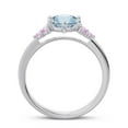 thumbnail image 4 of 2.20 Carat Stylish Round Cut Aquamarine & Pink Sapphire Gemstone Engagement Ring for Women 14K White Gold Size 4, 4 of 7