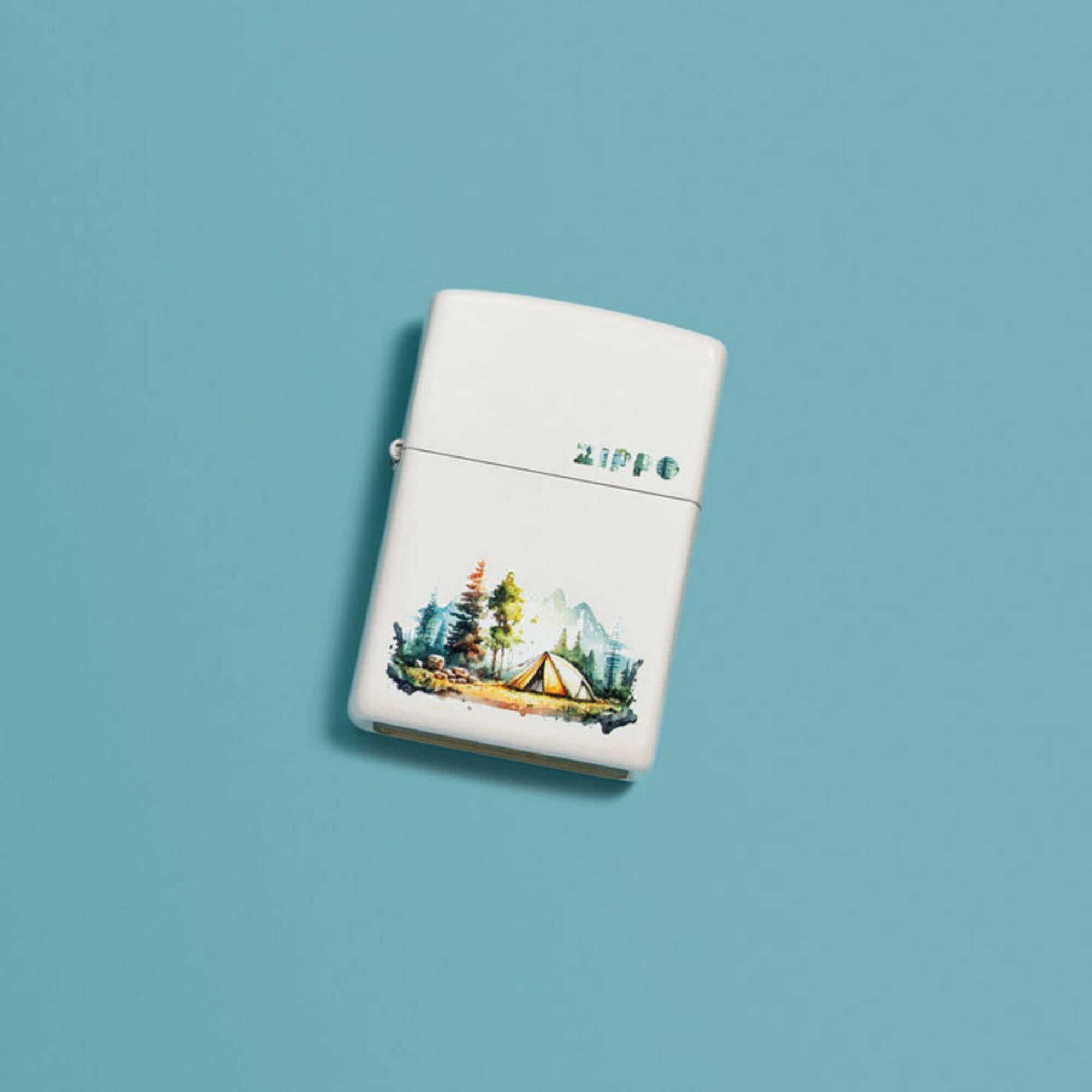 Zippo 46474 Nature Retreat Design Matte White Pocket Lighter