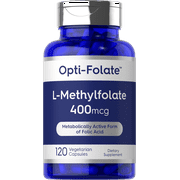L Methylfolate 400mcg | 120 Capsules | Vegetarian | Non-GMO, Gluten Free | Optimized and Activated Methyl Folate | by Opti-Folate