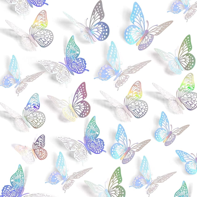 SAOROPEB Decoración de pared de mariposas 3D, 48 piezas, 4 estilos, 3 tamaños, decoraciones de mariposas moradas para decoraciones de cumpleaños, decoraciones de fiestas de mariposas, decoraciones de