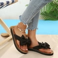 Black 2026 Ladies Casual Slippers Bow Clip Toe Comfortable Large Size ...