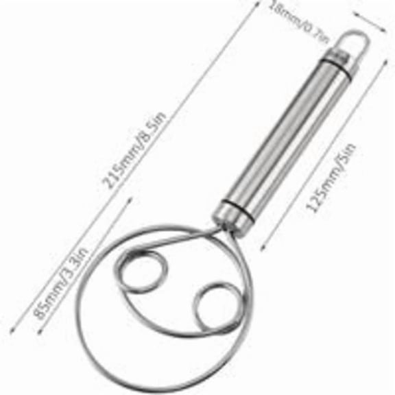 Danish Dough Mixer Food Grade 304 Stainless Steel Hand Mixer 8.5 Inch Bread Mixer Danish Mixer Baking Tool for Bread Dough or Pizza Dough (Silver)