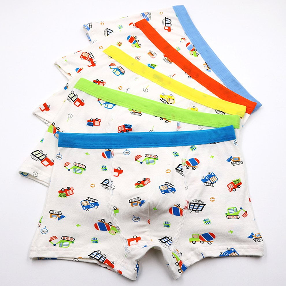 5 Pcs Children'S Underwear Cartoon Car Stretch Modal Children'S Boxer