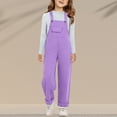 thumbnail image 7 of CPNG Girls Overalls Kids Casual Sleeveless Wide Leg Jumpsuit Pure Cotton Solid Color Loose Rompers(Purple,13-14 Years), 7 of 7