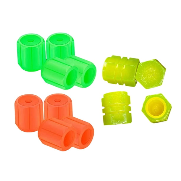 12 tapones fluorescentes para válvulas de neumáticos de coche, luminosos, para la mayoría de coches y SUV. Verde Naranja Amarillo