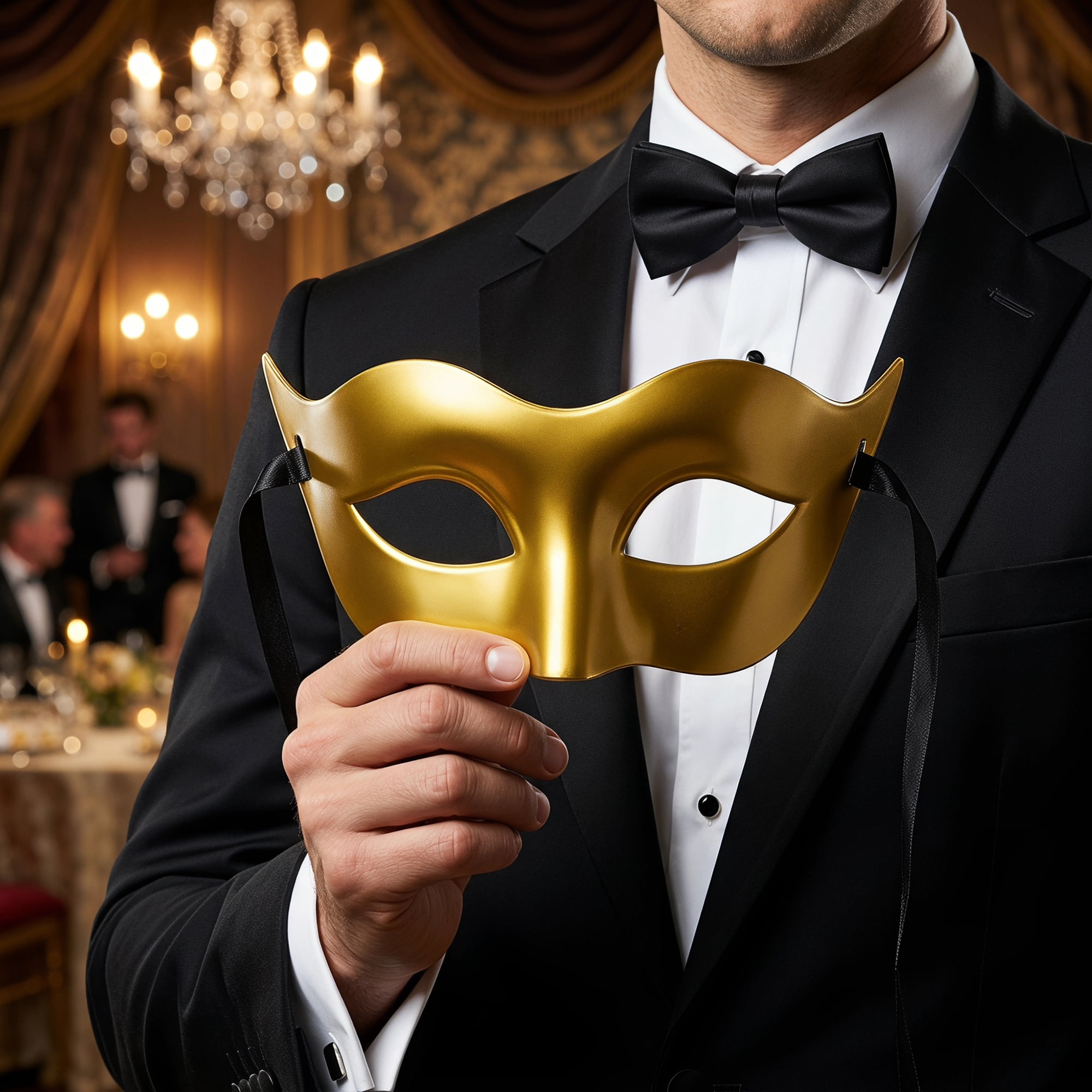 Unique Bargains 6-Pack Venetian Half Face Masks Set for Halloween Party Gold 7.1" x 3.1"