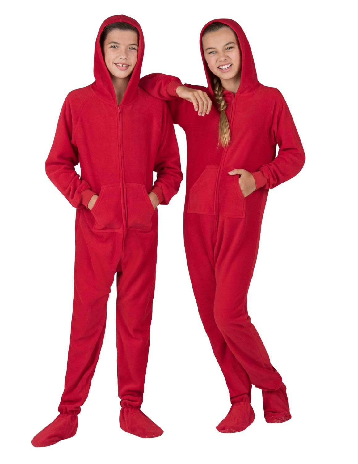 Footed Pajamas - Family Matching Chilli Red Hoodie One Pieces for Boys, Girls, Men, Women and Pets - Adult - Medium Plus/Wide (Fits 5'8 - 5'11") - image 4 of 7