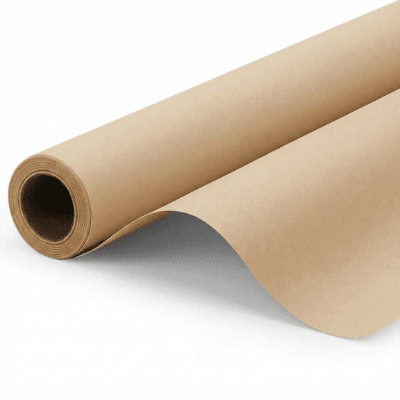 ZGDong 15" x 590" Brown Kraft Paper Roll, 80gsm Recycled Wrapping Paper for Gift, Moving, Craft, Art, Table Runner, Floor Cover – Eco-Friendly