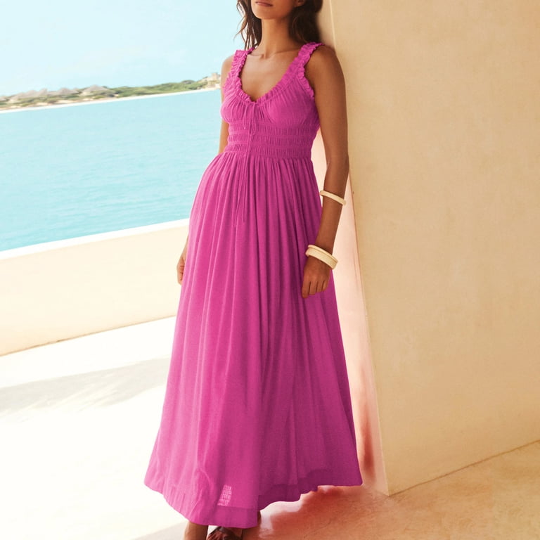 hot pink empire waist dress Hot Pink Pleated Empire Waist Cocktail Dress  Isolda Marie Tilson