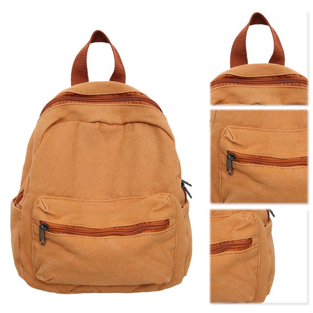 Mochila Escolar Mini para Mujer Color Sólido Lona Vintage Casual