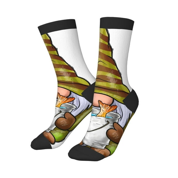 Kids Girls Boys Socks - Fishing Gnome Fisherman Comfort Breathable Crew Socks for Boys Girls Kids, Soft Athletic Running Socks for Boys Socks 6-10 Years Old