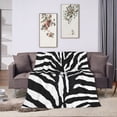 thumbnail image 6 of Black and White Zebra Pattern Throw Blanket, Fluffy Soft Cozy Blanket Flannel Plush Microfiber Couch Throw 50"x40", 6 of 7