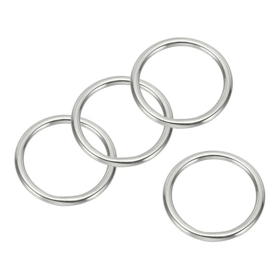 Uxcell Metal Rings 1 Inch 316 Stainless Steel Marine Grade O Ring for Macrame, DIY Craft, Dog Leash, Silver 4 Pcs