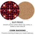 thumbnail image 6 of Round Drink Coasters, 1 Pcs 5 Point Star Santa on Red Black Buffalo Plaid Absorbent Ceramic Coaster with Cork Base for Coffee Cups Housewarming Gift for Home Decor, 6 of 6