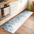 thumbnail image 2 of 2'x6' Rug Runners for Hallways Kitchen, Teal Blue Eucalyptus Leaves Non Slip Entryway Beside Floor Carpet Runner, Spring Floral Summer Botanical Washable Laundry Room Bedroom Throw Rugs Mat, 2 of 8