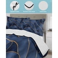 thumbnail image 4 of Navy Blue Marble Full Size Down Alternative Comforter, Lightweight Comforter Quilt Bedding Set with Pillow Shams Modern Golden Geometric Abstract All Seasons Bed Comforter Duvet Insert 78"x90", 4 of 7