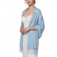 thumbnail image 2 of Pashmina Shawls Scarf for Women Large Silky Wraps for Evening Dress Bridesmaid Wedding Winter BabyBlue, 2 of 7