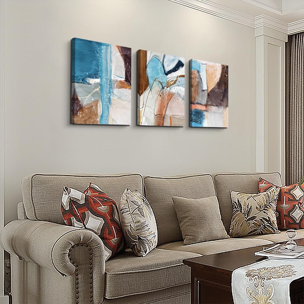 Canvas Wall Art For Living Room Modern Wall Decorations For Bedroom Abstract Ink Wall Painting Office Wall Decor Pictures Artwork 3 Piece Framed Canvas Art Prints Ready to Hang Room Home Decoration