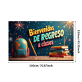 thumbnail image 1 of Spanish Themed Back to School Banner with School Bus Globe Books Elements, Backdrop for Classroom Decorations School Events Welcome Parties Student Gatherings Photo Props, 1 of 4