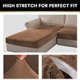 thumbnail image 5 of Eurhowing 4-Piece Velvet Sectional Sofa Covers for L-Shaped Chaise Lounge Couches, Stretch Soft Non-Slip Separate Slipcovers, 3 Seater & 1 Chaise Protectors, Coffee, 5 of 8