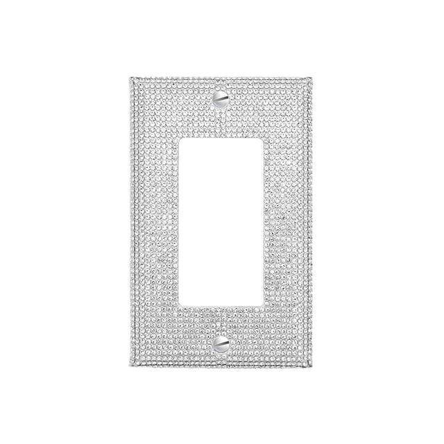 TYPPKMM Shiny Wall Plate Cover with Strong Silver Rhinestones Decorative Home Improvement Accessory Outlet Covers