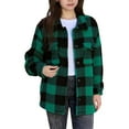thumbnail image 3 of AHTJRT Button Down Cardigans for Kids Lapel Long Sleeve Outerwear with Pockets Thermal Double Fleece Lined Coats Fashion Plaid Sweaters Green 12-13 Years, 3 of 10