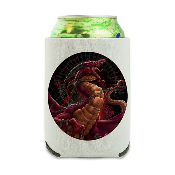 Fantasy Dragon Chained Unleashed Can Cooler - Drink Sleeve Hugger Collapsible Insulator - Beverage Insulated Holder