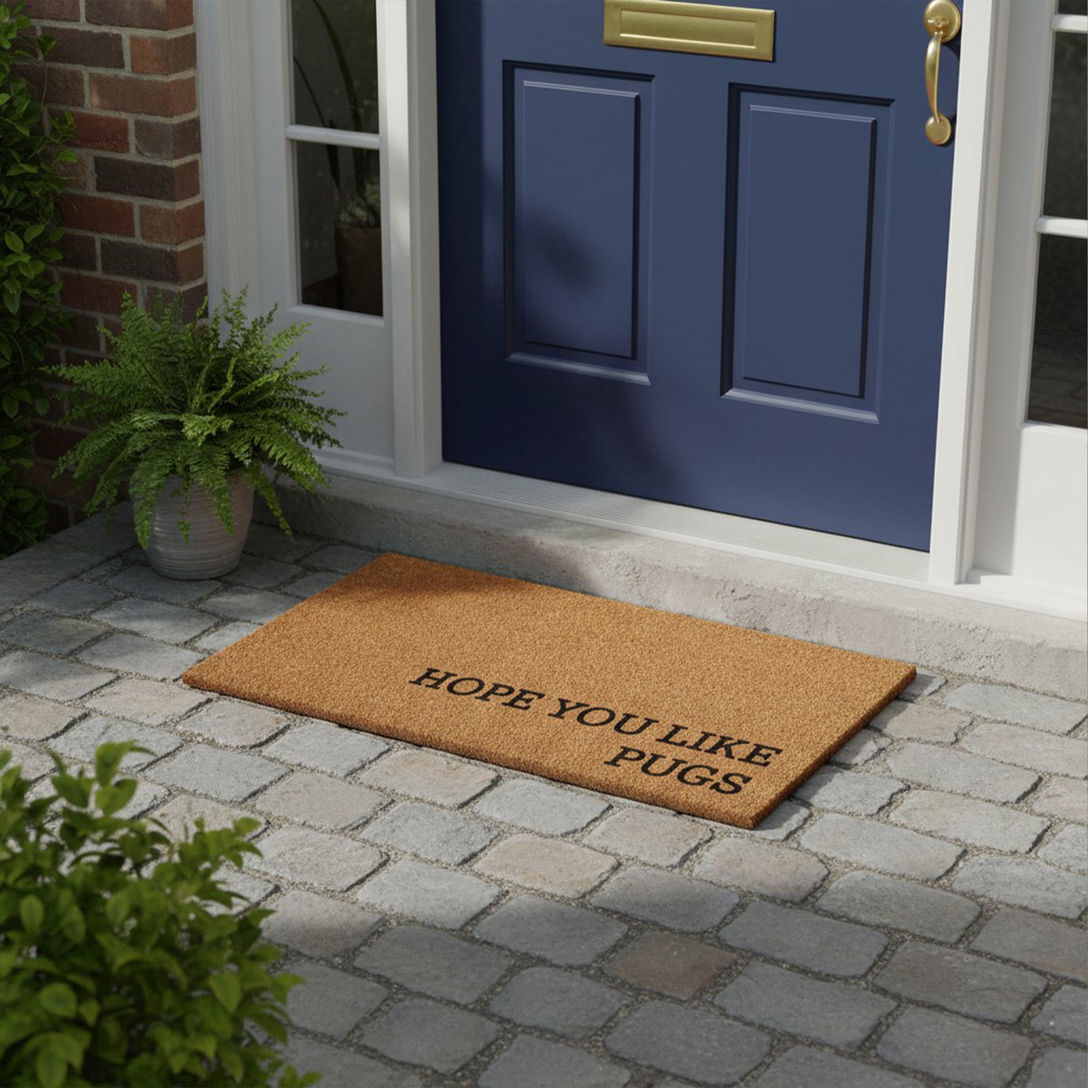 Hope You Like Pugs Non Slip Vinyl Backing, Front Door Mat, Entryway Door Mat, 24"x36"