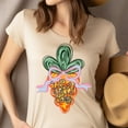 thumbnail image 4 of Women's Graphic T-Shirt with Pastel Carrot and Bow Print, Dark Heather, Size 2XL, 4 of 6
