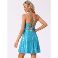 thumbnail image 3 of DARING DIVA Sequin Backless Dress with Spaghetti Straps L Blue, 3 of 6