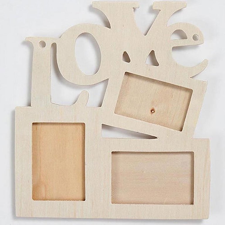 Wooden DIY Photo Frame Hollow Love Letter Family Photo Picture Holder  Storage 