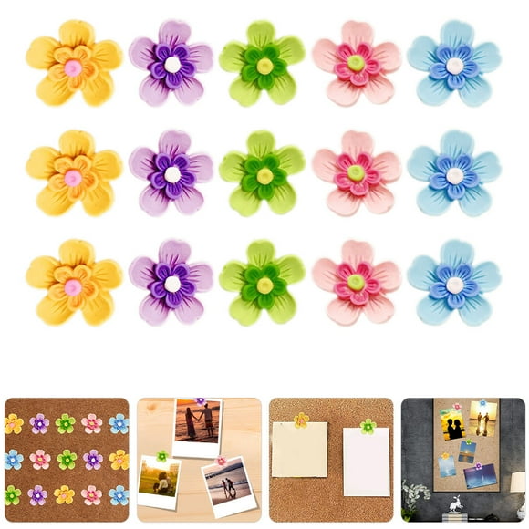 UPOUART 15pcs Pushpins for Cork Board Assorted Color Resin for Daily Use