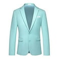 thumbnail image 4 of PMUYBHF Male Black Suits for Men Big and Tall 4Th of July Men’S Suit Slim 2 Piece Suit Business Wedding Party Jacket Coat & Pants Light Blue L, 4 of 8