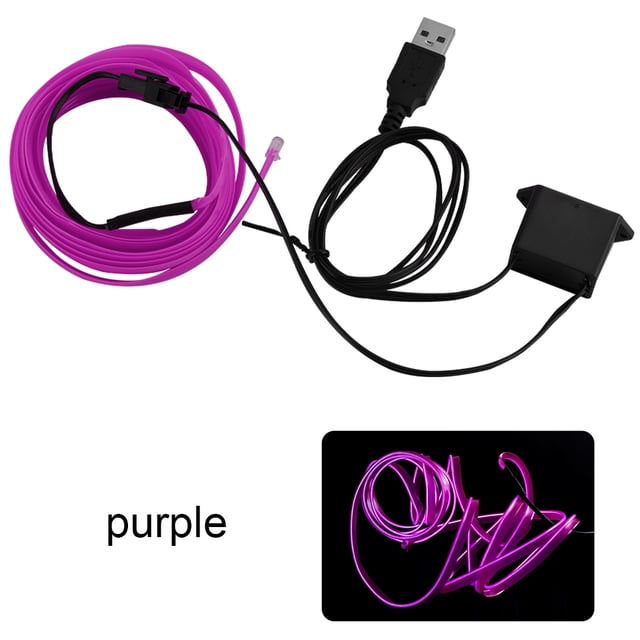Riwesomey Iluminación interior del coche Tira de LED Decoración Guirnalda Línea de tubo de cuerda de alambre Luz de neón flexible con unidad de Automoción decorativa y accesorios Violeta Riwesomey VI000919-06B