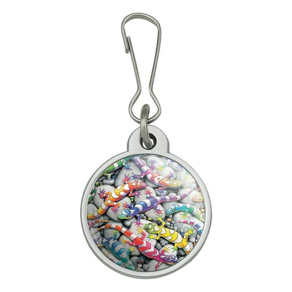 Rainbow Colorful Geckos Lizards Jacket Handbag Purse Luggage Backpack Zipper Pull Charm