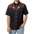thumbnail image 4 of XDZJLR Mens T Shirts Western Cowboy Embroidered Short Sleeve Lapel Slim Fit Casual Button Down With Pockets Tees, 4 of 4