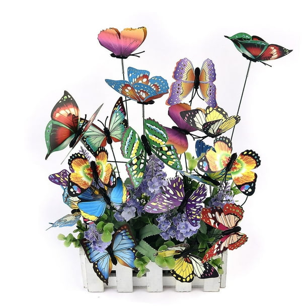 Lot Of 50 Colorful Butterflies Of 7 Cm For Garden Decoration On