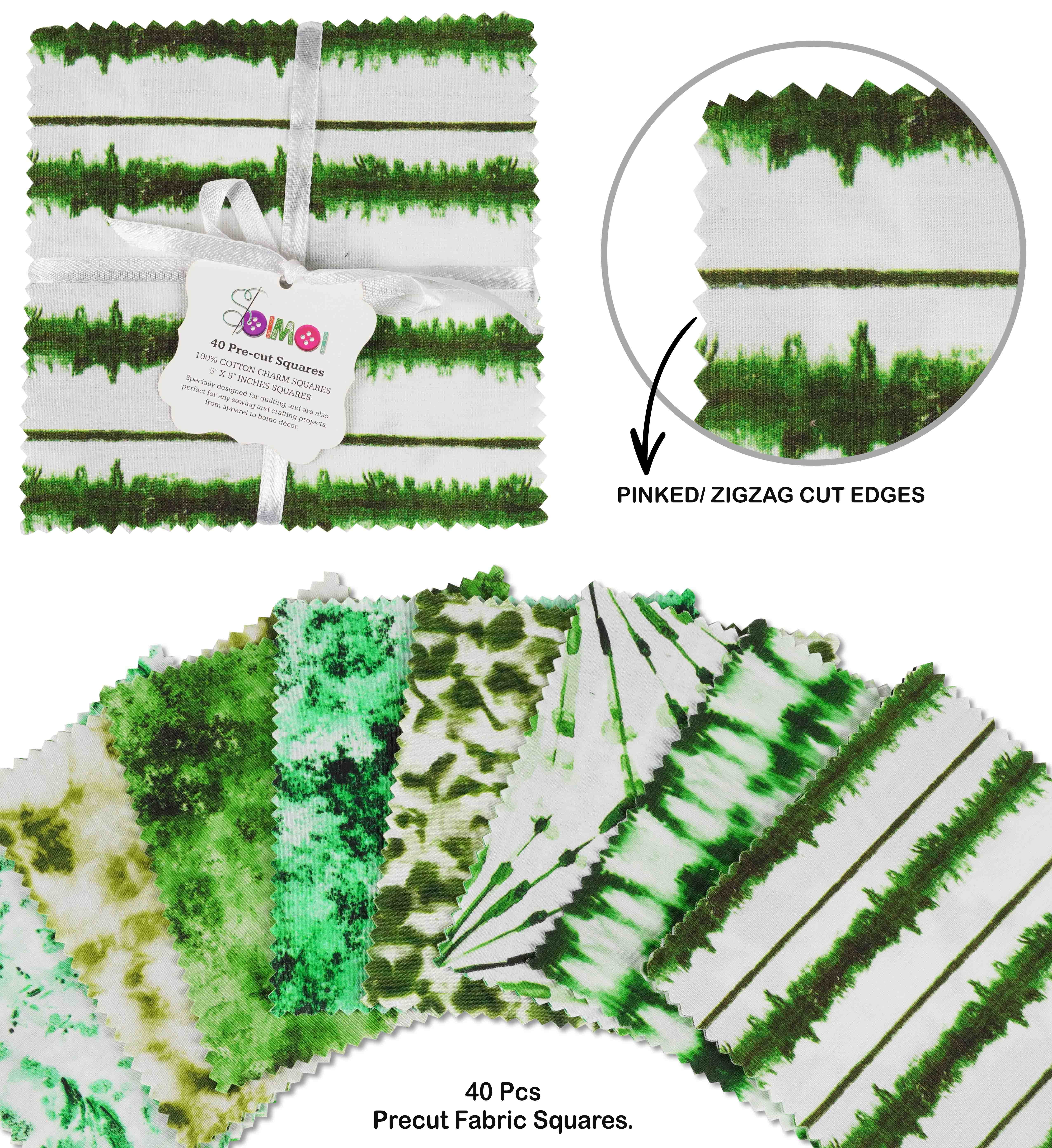 Soimoi Tie Dye Print&nbsp;Precut 10-inch Cotton&nbsp;Fabric&nbsp;Quilting&nbsp;Squares&nbsp;Charm Pack DIY Patchwork Sewing Craft-White