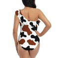 thumbnail image 5 of Easygdp Brown Black Cow Women's One Shoulder Ruffle Monokini Bathing Suits with Removable Chest Pad, Quick Drying - XX-Large, 5 of 8