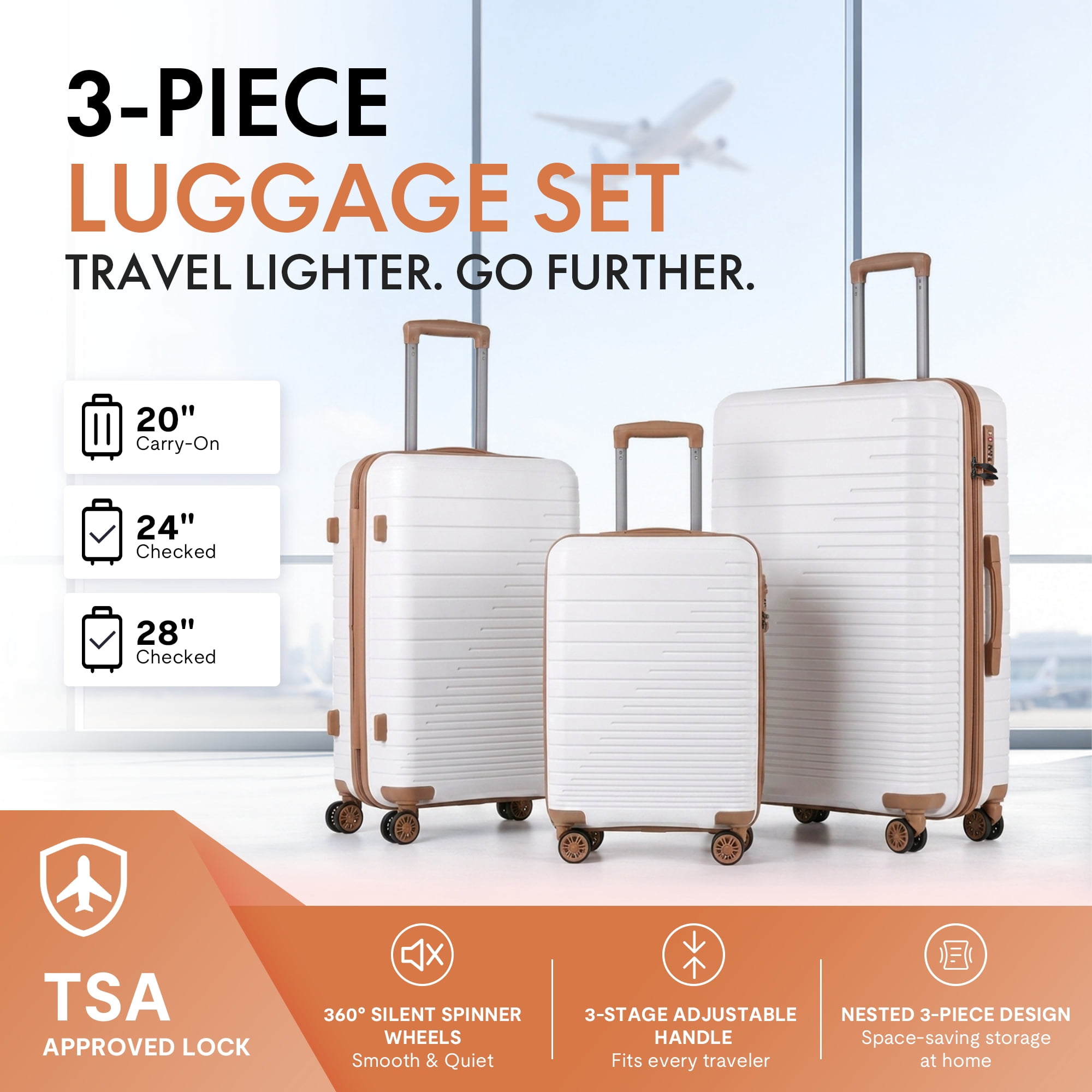 Hikolayae Wave Hardside Spinner Suitcase Luggage Sets with Wheels