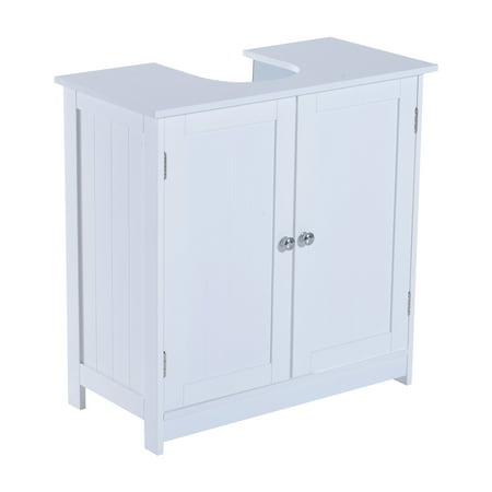 HOMCOM 24” Pedestal Sink Bathroom Vanity Cabinet - White