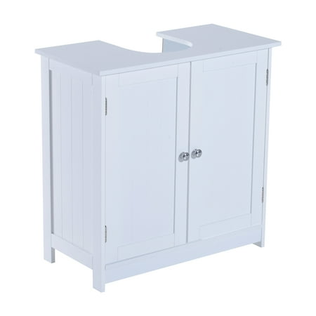 Homcom 24 Pedestal Sink Bathroom Vanity Cabinet White Walmart Com