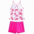 thumbnail image 4 of CAICJ98 Swimsuits for Girls 2 Piece Tankini Set Tropical Print Bathing Suits Hawaiian Swimsuits with Shorts Beachwear Tankini Girls' Swimwear (12-13 Years,Hot Pink), 4 of 8