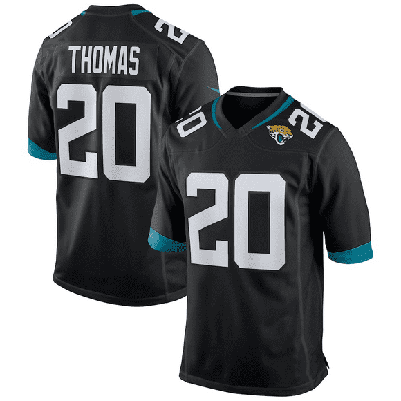Men's Jacksonville Jaguars Football T-Shirt #20 Daniel Thomas Black Replica Player Name Jersey