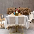 thumbnail image 1 of Rectangular Tablecloth Cotton Linen Vintage Decoration Table Cloth Tablecloth Rectangle 140x240 cm Tassel Tablecloth for Kitchen Table, 1 of 5