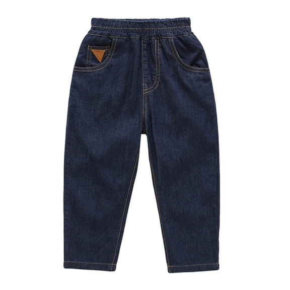 JAJAHO Boys Denim Pants Loose Fit Cartoon Kids Toddler Stretchy Soft Elastic Waist Jeans Pants 2-8Y Trendy Trousers