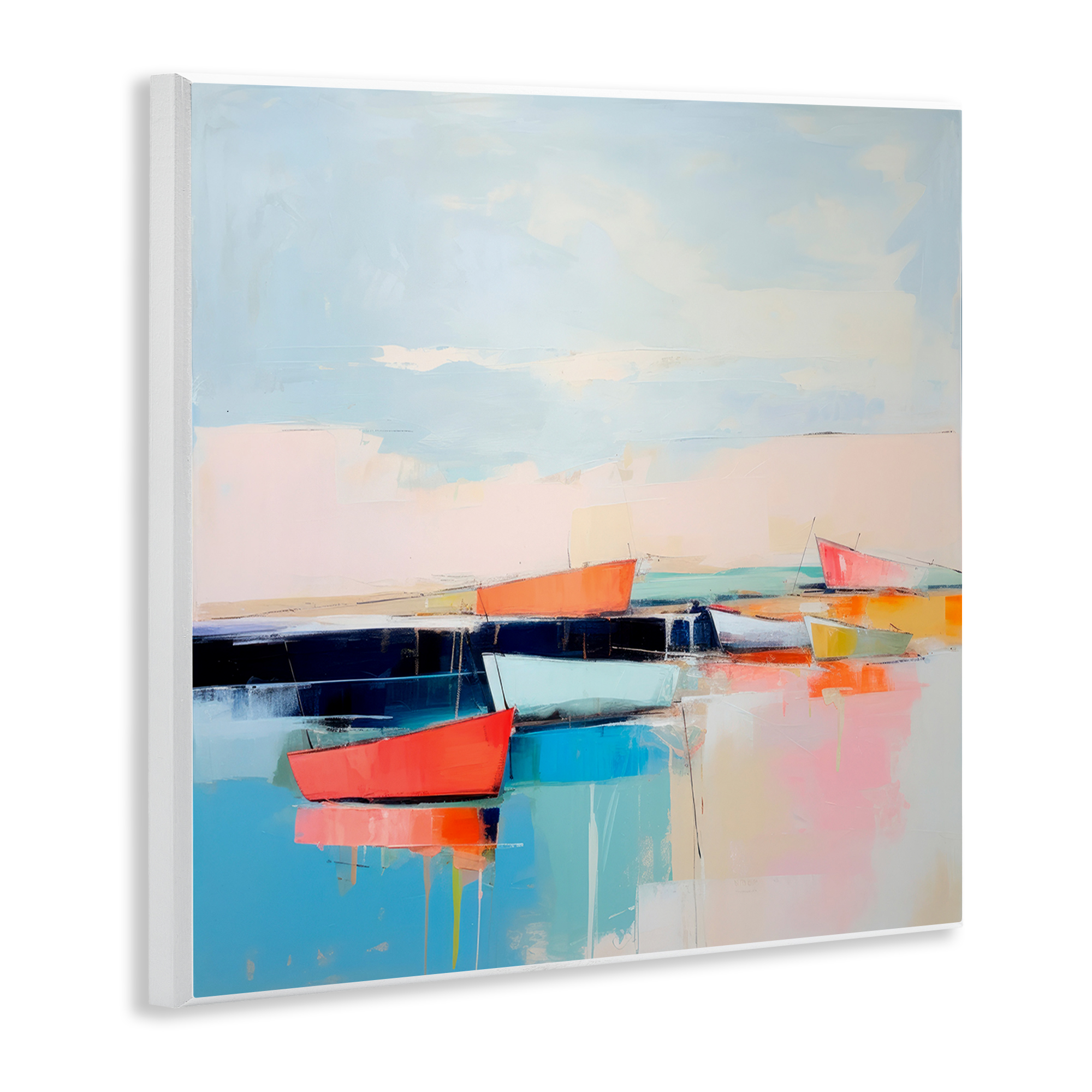 Stupell Industries Vivid Boat Reflection Transportation Painting Unframed Art Print Wall Art, 12 x 12
