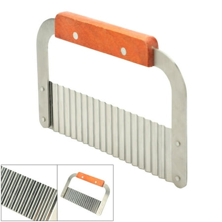 - Stainless Steel Wooden Handle Vegetable Crinkle Cutter Tool