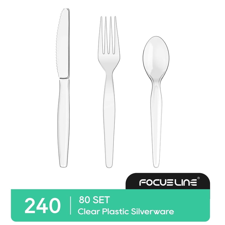 Focusline Clear Plastic Silverware Set, 240-Piece photo 1